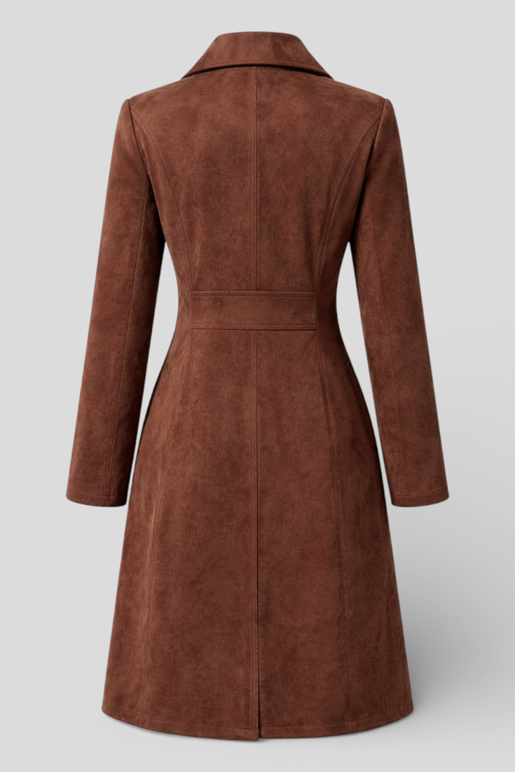 Teresa | Women's Longline Trench Coat, Structured Classic Layering Coat
