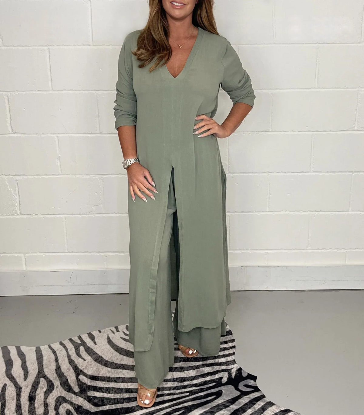 Cherly | Women's Two-Piece Set, Flowy Blouse and Wide-Leg Trousers Casual Spring Outfit