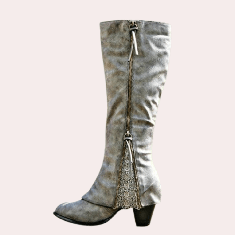 Clara | Women's Distressed Suede Cowboy Boots, Block Heel Western Boots