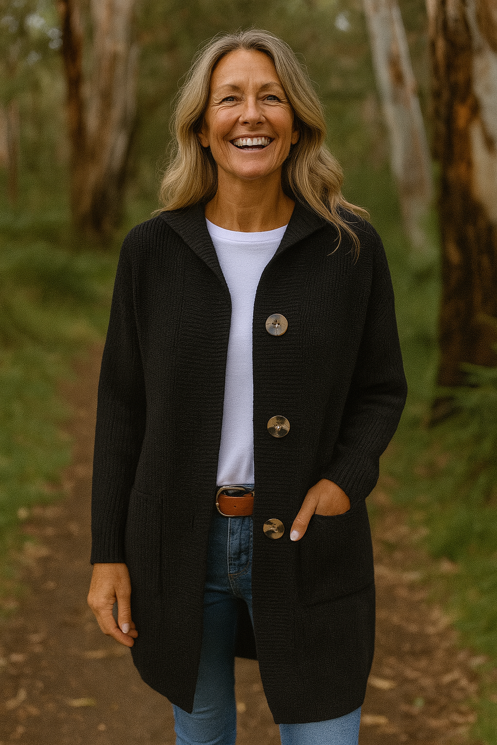 Delora | Women's Longline Cardigan with Deep Pockets, Soft Knit Everyday Sweater
