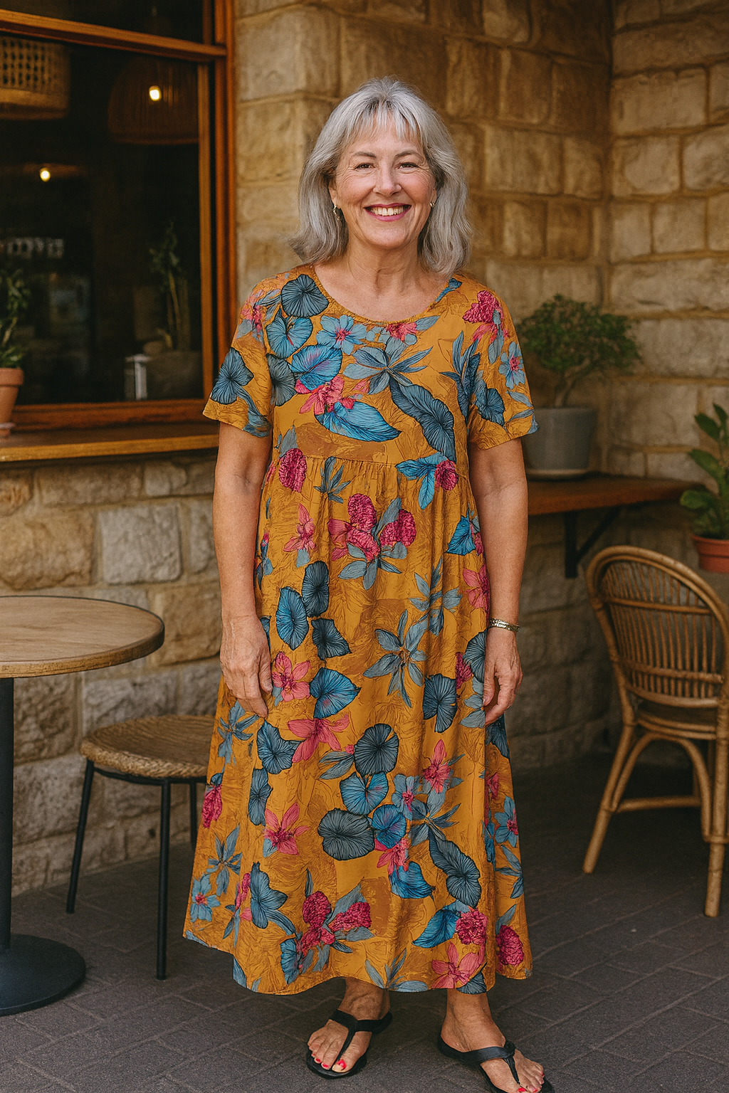 Masie | Women's Floral Maxi Dress, Flowy Plus Size Summer Dress with Sleeves