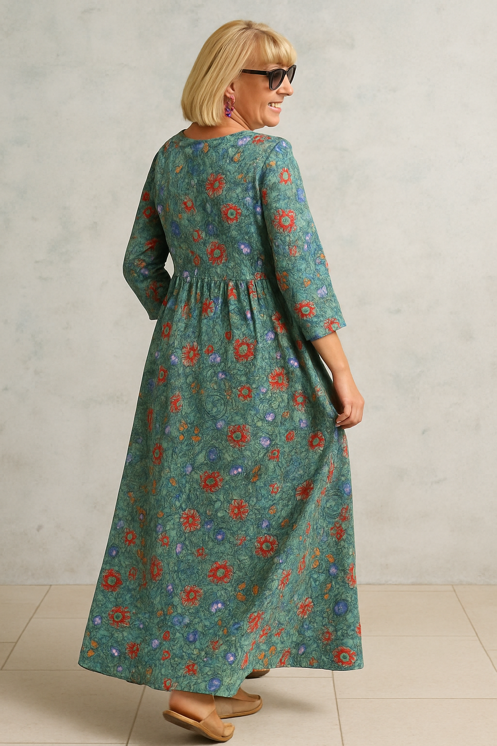 Elsie | Women's Relaxed Fit Floral Dress, Vintage Style Casual Dress with Pockets