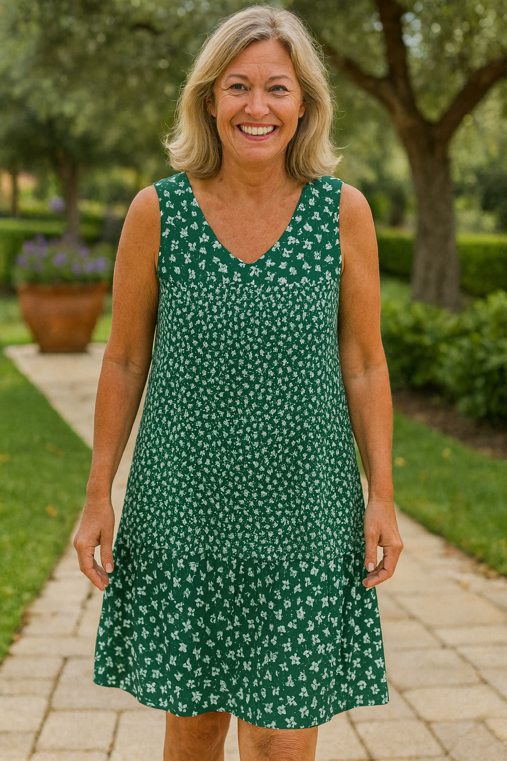 Lillian | Women's Flowy Polyester Midi Dress, Lightweight Summer Day Dress