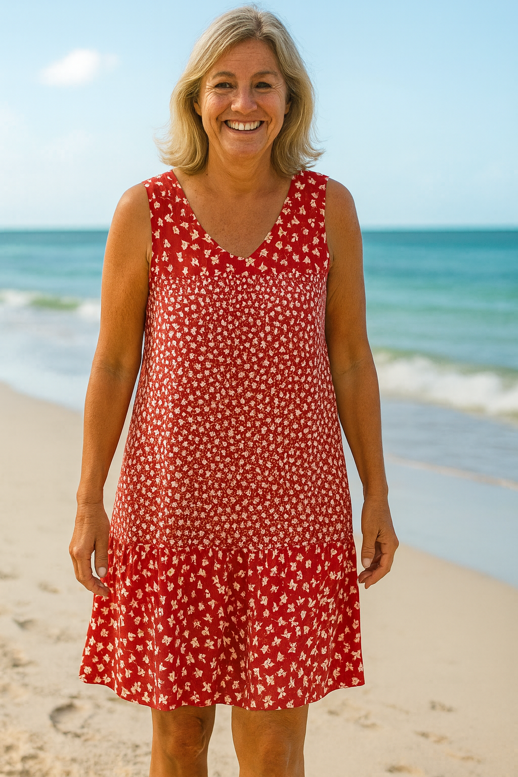 Lillian | Women's Flowy Polyester Midi Dress, Lightweight Summer Day Dress