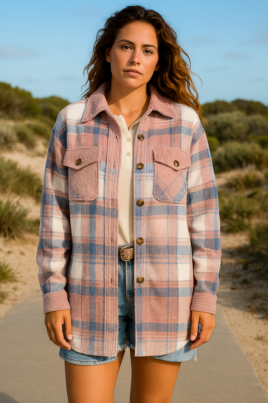 Rowan | Women's Relaxed Drop-Shoulder Jacket, Button-Up Layering Jacket for Fall