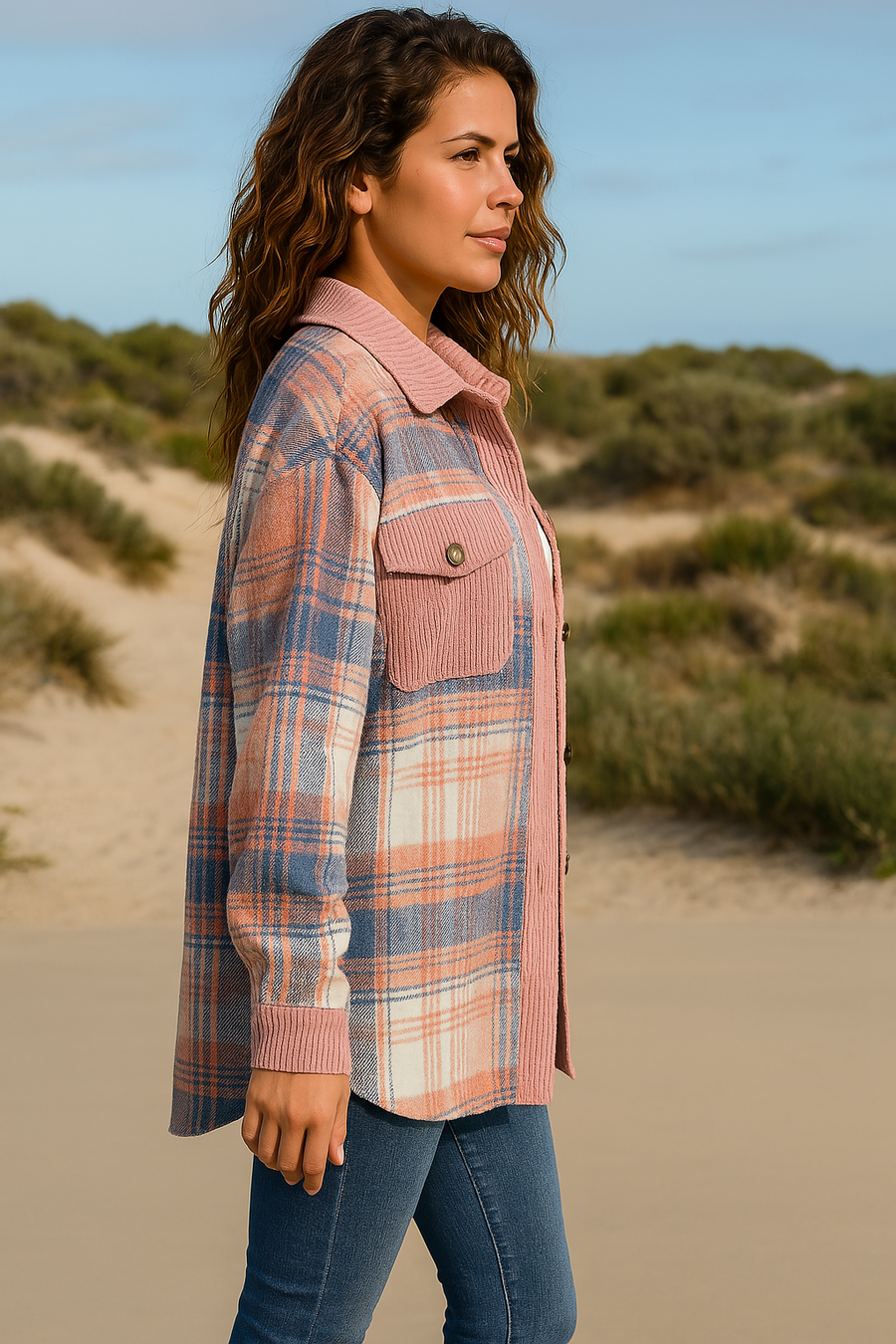 Rowan | Women's Relaxed Drop-Shoulder Jacket, Button-Up Layering Jacket for Fall