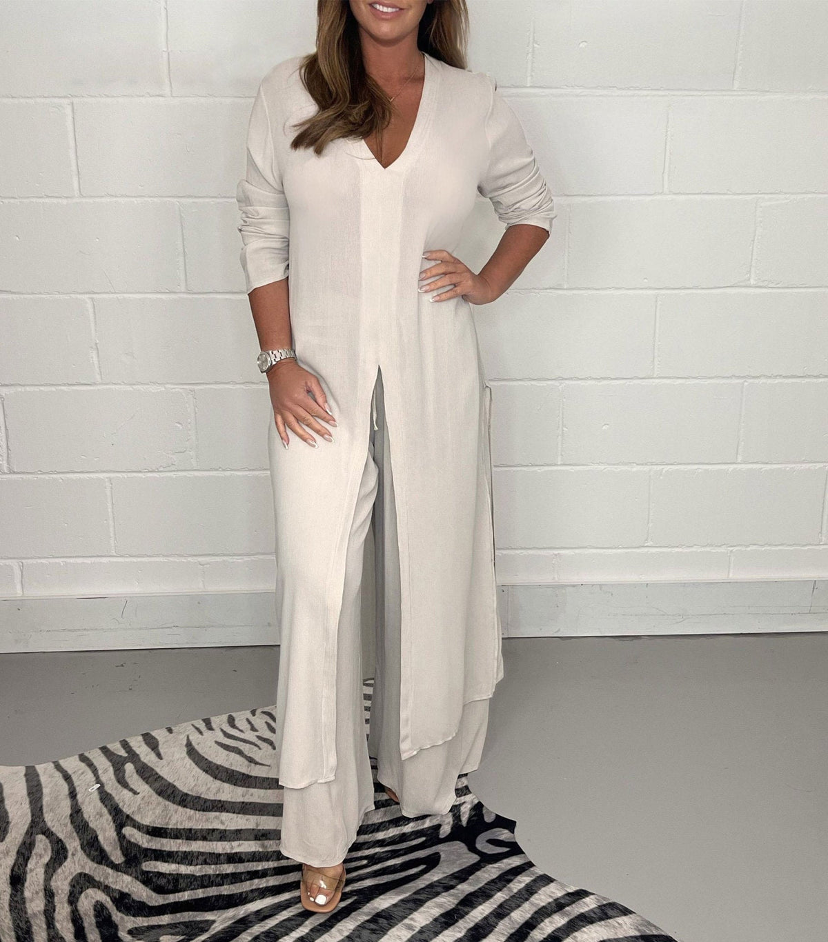 Cherly | Women's Two-Piece Set, Flowy Blouse and Wide-Leg Trousers Casual Spring Outfit