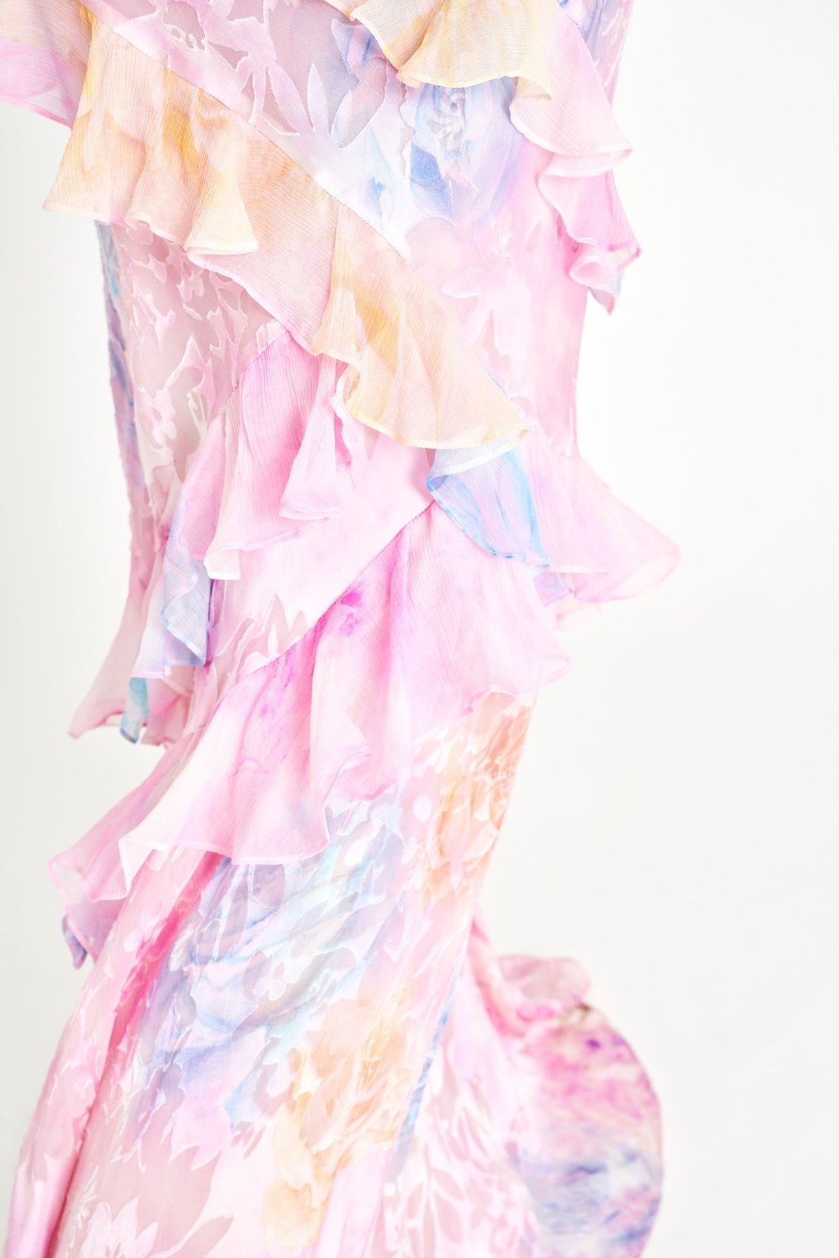 Darcel | Women's Ruffle Chiffon Maxi Dress, Floral Print Occasion Dress