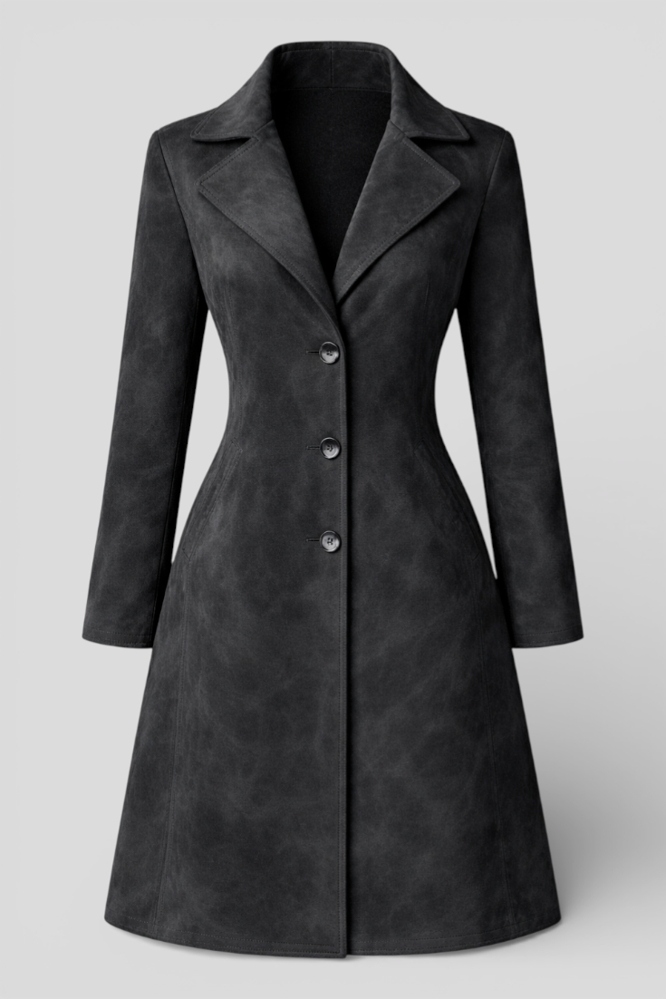 Teresa | Women's Longline Trench Coat, Structured Classic Layering Coat