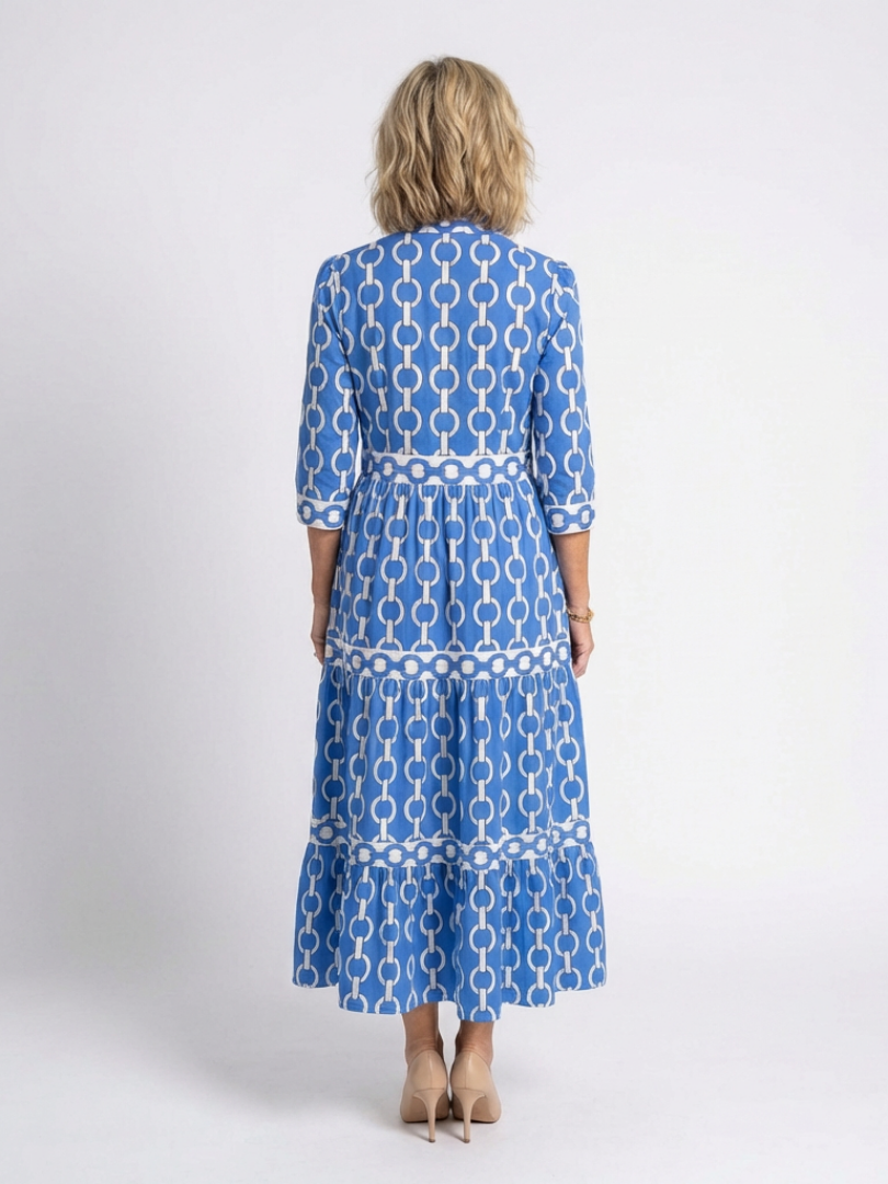 Ysolde | Women's Three-Quarter Sleeve Midi Dress, Tiered V-Neck Casual Dress