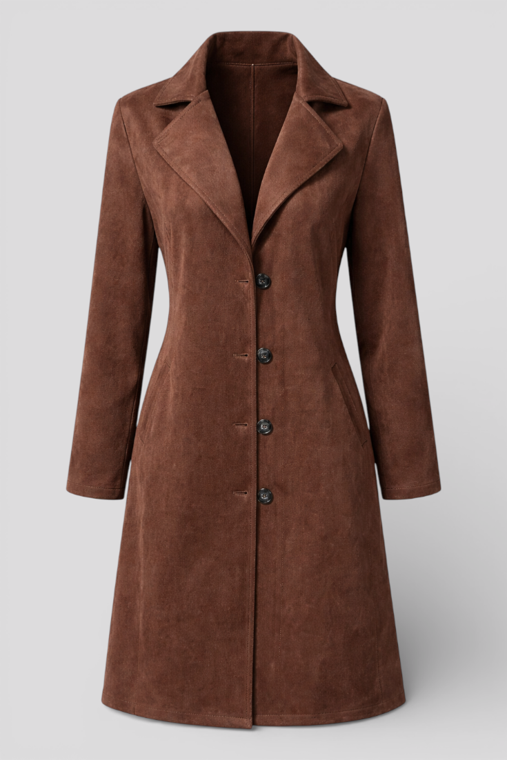 Teresa | Women's Longline Trench Coat, Structured Classic Layering Coat