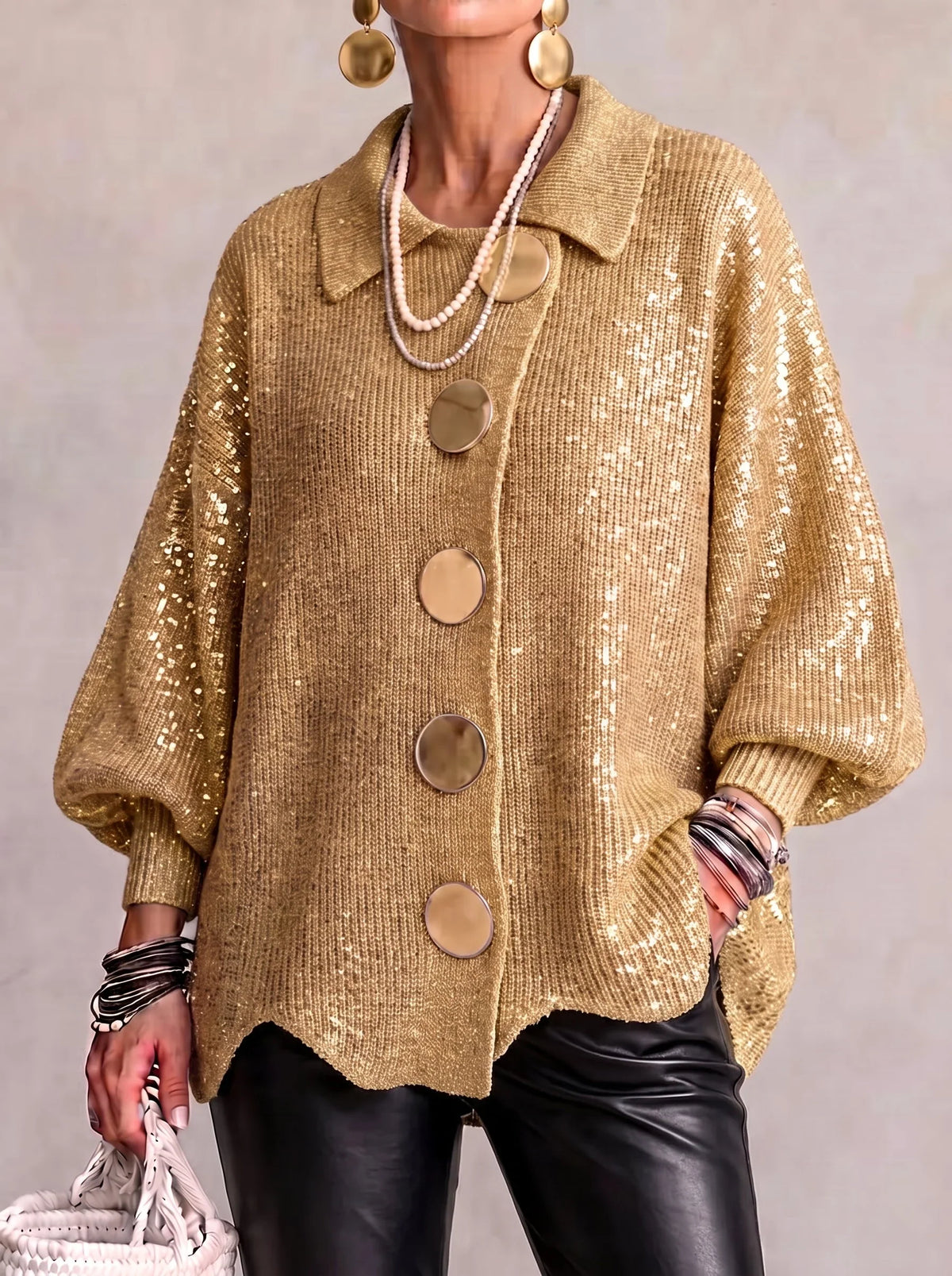 Christine | Women's Oversized Cardigan with Gold-Tone Buttons