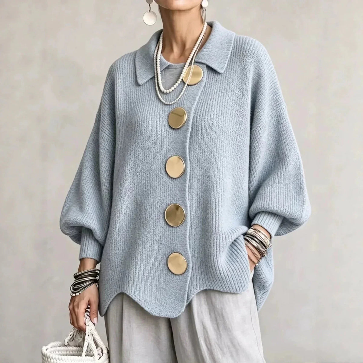 Christine | Women's Oversized Cardigan with Gold-Tone Buttons
