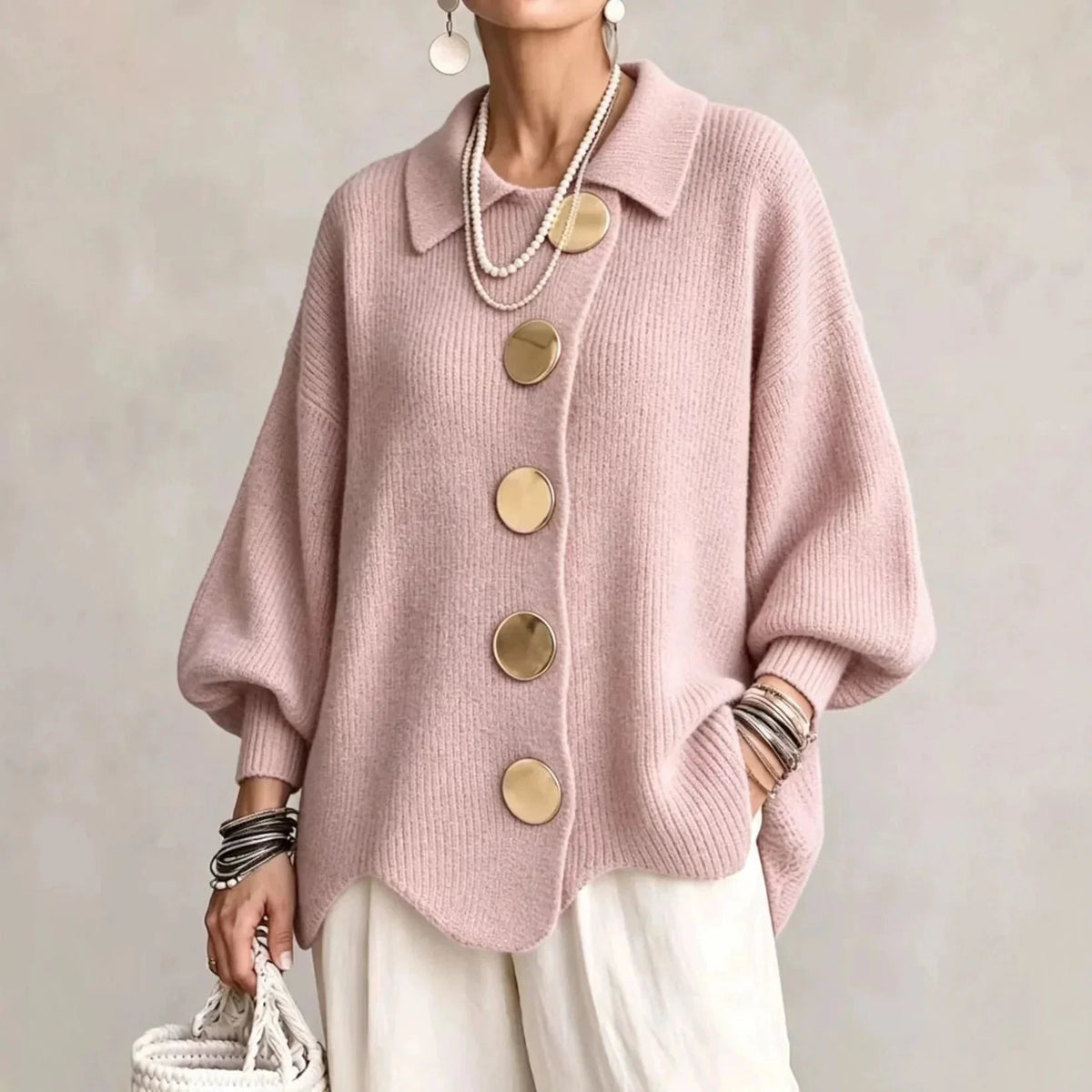 Christine | Women's Oversized Cardigan with Gold-Tone Buttons