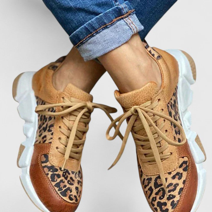PRAVIRA | Women's Leopard Print Comfort Shoes, Cushioned Arch Support Walking Shoes