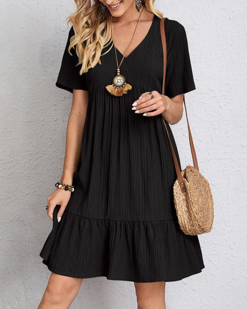 Brenda | Women's Boho Mini Dress, Relaxed Fit Summer Dress in Warm Earth Tones