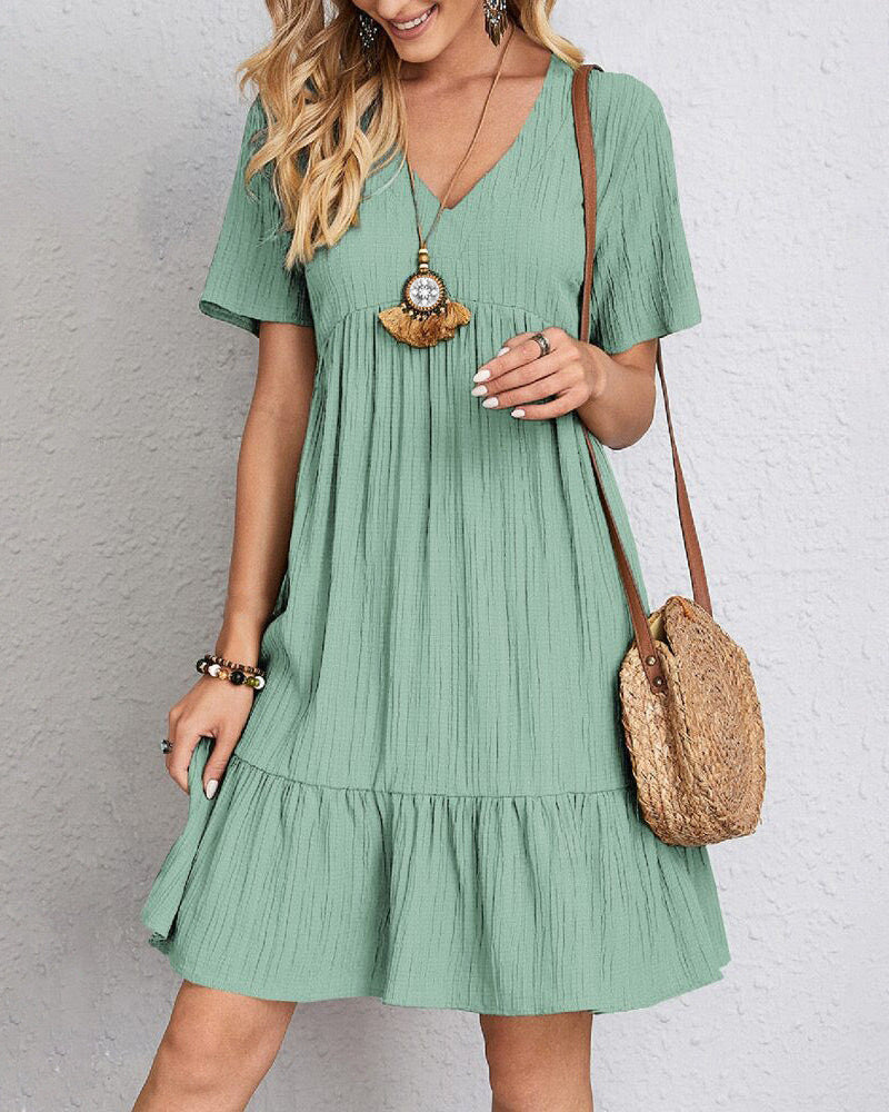 Brenda | Women's Boho Mini Dress, Relaxed Fit Summer Dress in Warm Earth Tones