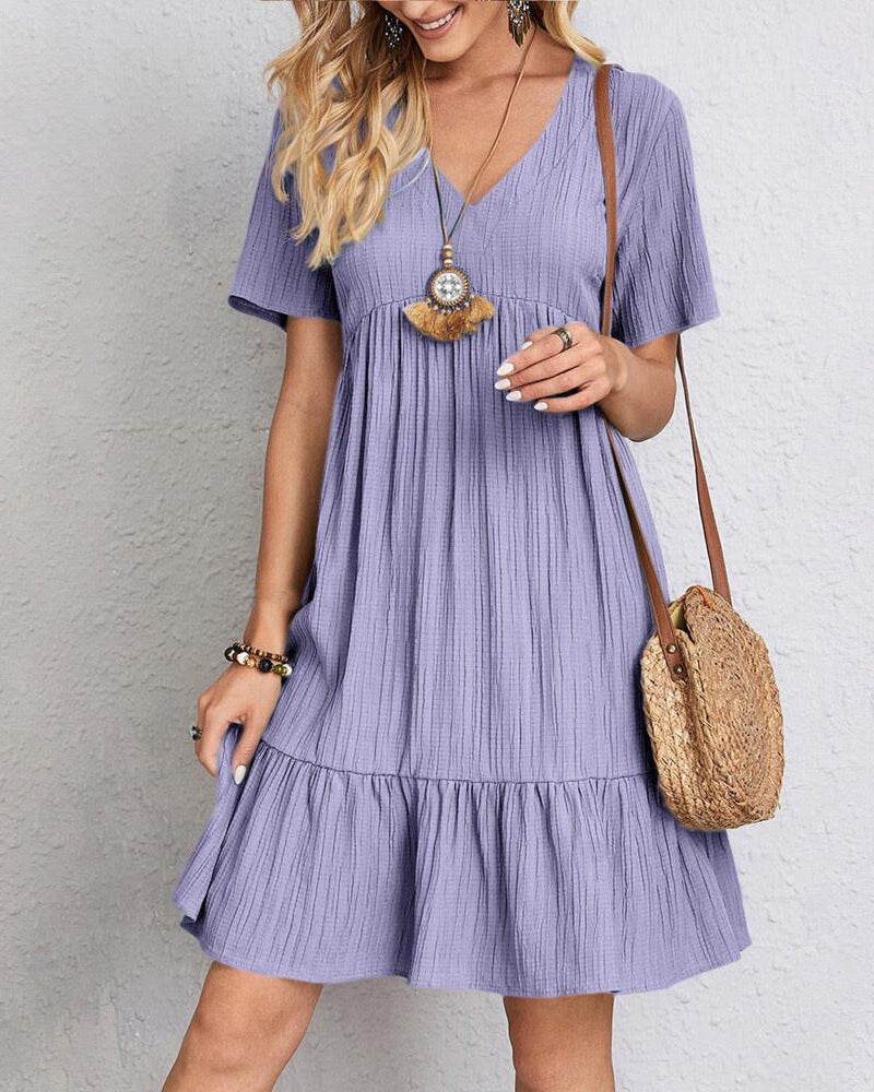 Brenda | Women's Boho Mini Dress, Relaxed Fit Summer Dress in Warm Earth Tones