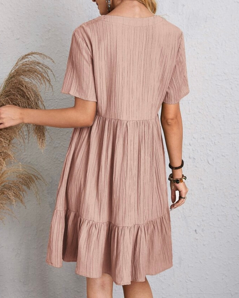 Brenda | Women's Boho Mini Dress, Relaxed Fit Summer Dress in Warm Earth Tones