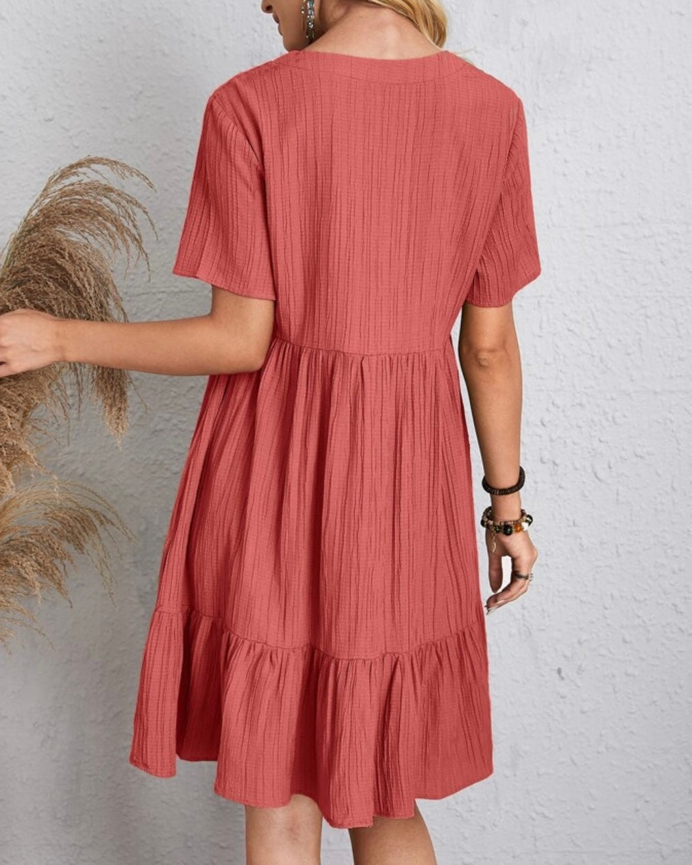 Brenda | Women's Boho Mini Dress, Relaxed Fit Summer Dress in Warm Earth Tones