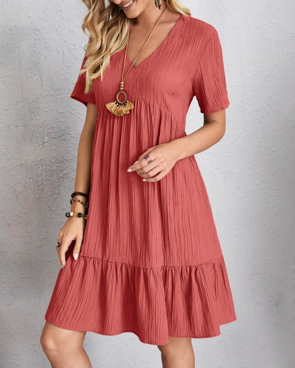 Brenda | Women's Boho Mini Dress, Relaxed Fit Summer Dress in Warm Earth Tones