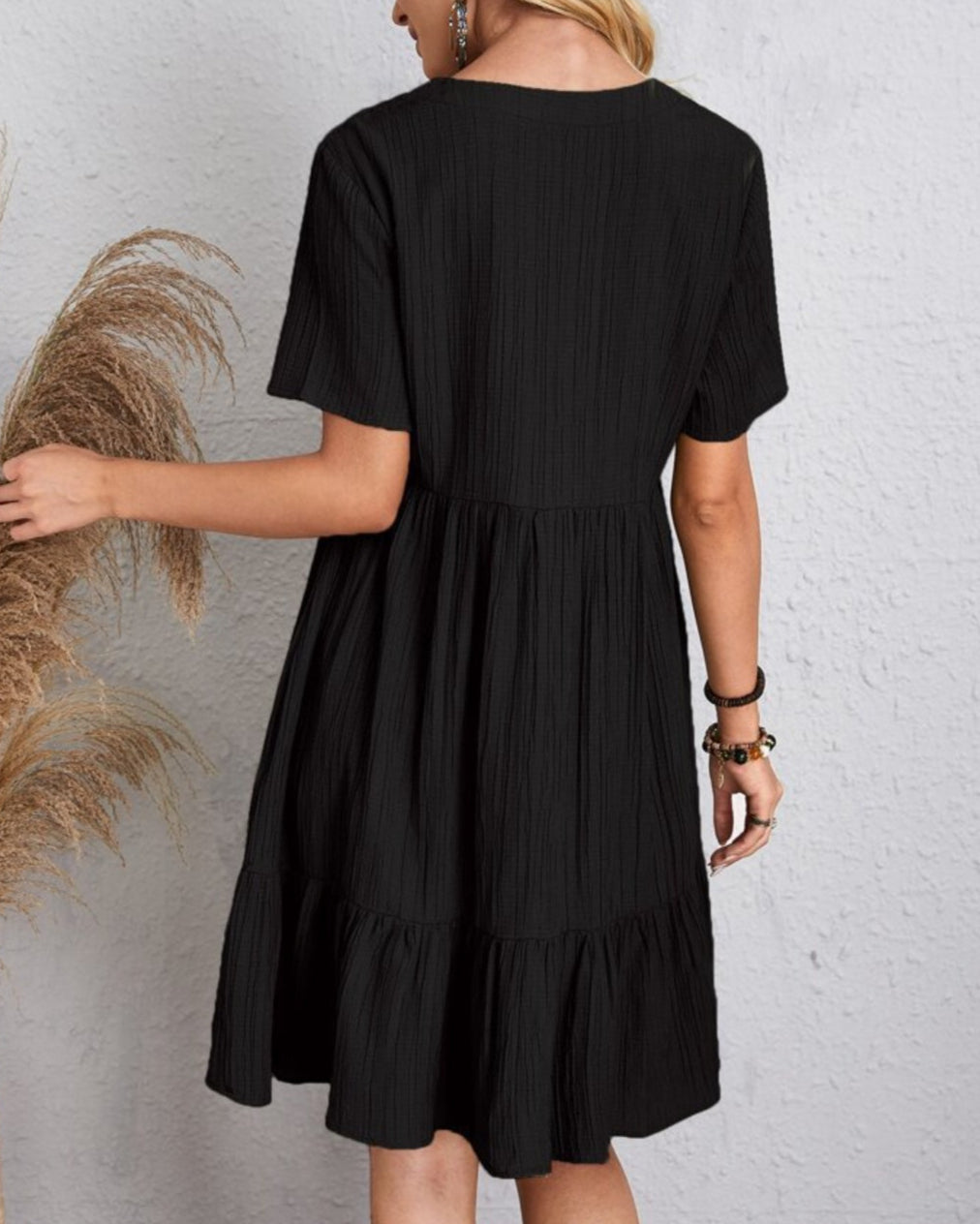 Brenda | Women's Boho Mini Dress, Relaxed Fit Summer Dress in Warm Earth Tones