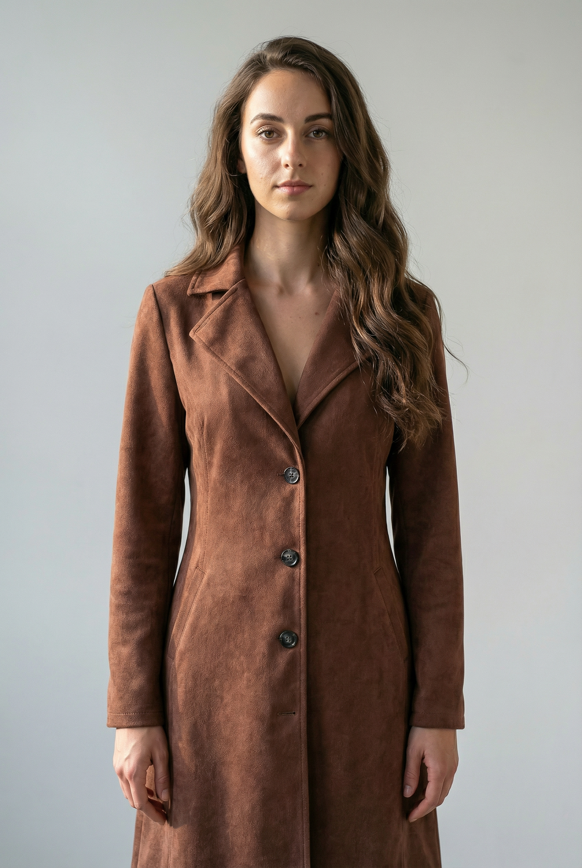 Teresa | Women's Longline Trench Coat, Structured Classic Layering Coat