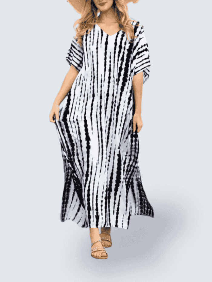 Joanna | Women's Cotton Linen Caftan Maxi Dress, Loose Fit Beach Dress