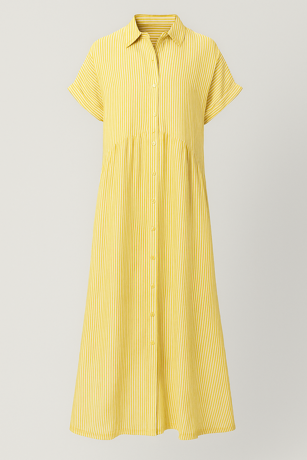 Women's Striped Midi Shirt Dress, Collared Button-Front Dress with Pockets for Work