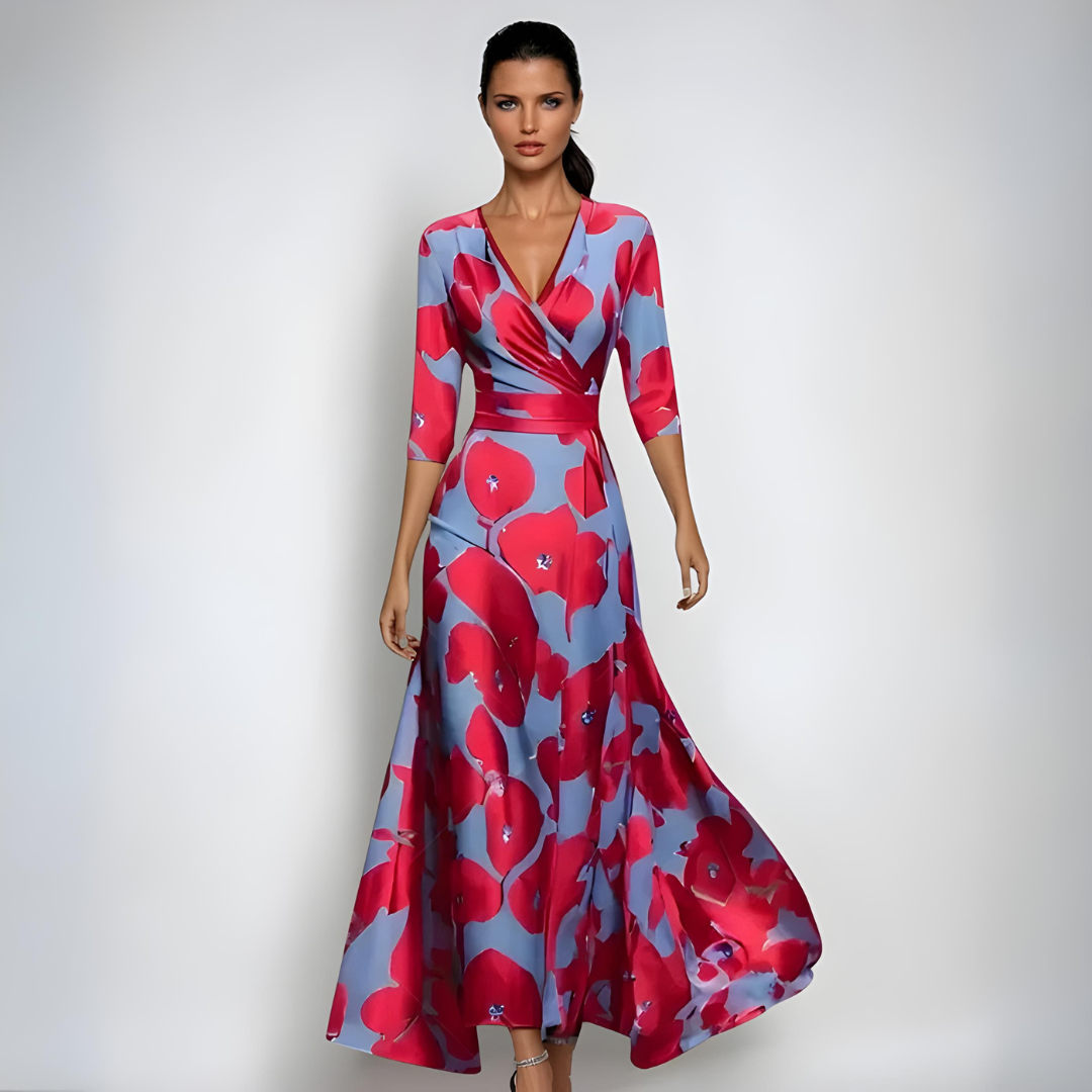 Hailey | Women's Floral Wrap Maxi Dress, Flowing Summer Dress for Garden Parties