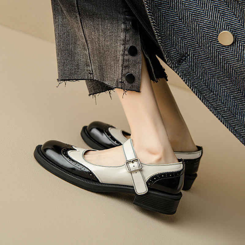 Sarah&Kate | Women's Vegan Leather Mary Jane Shoes, Round Toe Low Heel Everyday Shoes