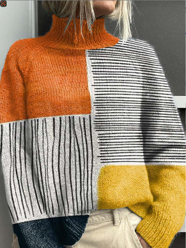 Jessie | Women's Floral Turtleneck Sweater, Soft Knit Fall Winter Pullover