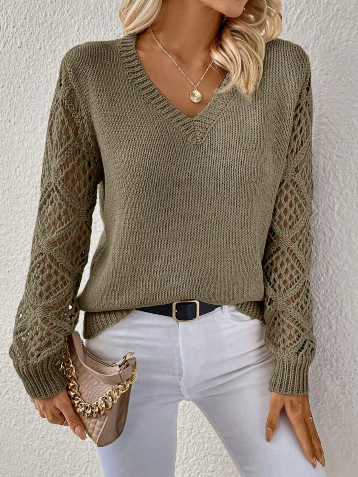 Elizabeth | Women's V-Neck Knit Sweater, Soft Warm Relaxed Fit Winter Pullover