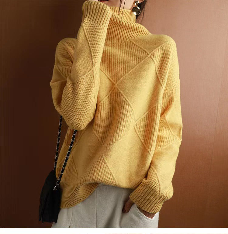 Fruta | Women's Wool Turtleneck Sweater, Soft Warm Knit Cool Weather Pullover