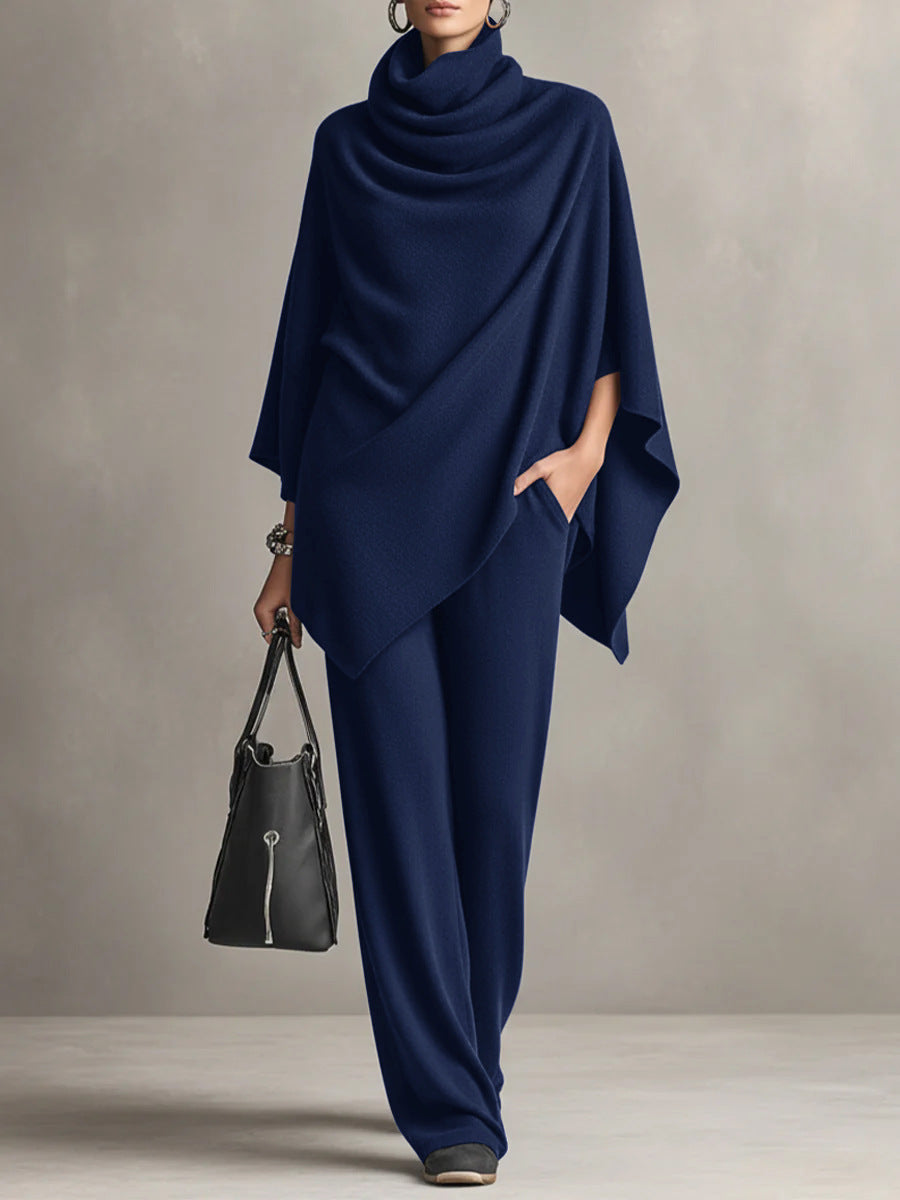 Sarina | Women's Draped Two-Piece Set, Flowing Top and Wide-Leg Trousers Outfit