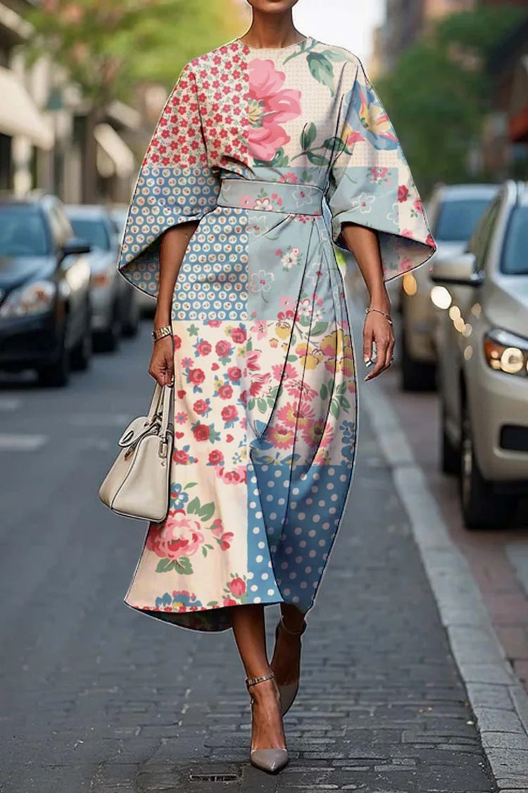 Melody | Women's Floral Print Midi Dress, Lightweight Flowing Occasion Dress