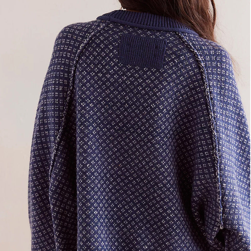 Women's Long Sleeve Round Neck Sweater, Soft Breathable Knit Everyday Sweater