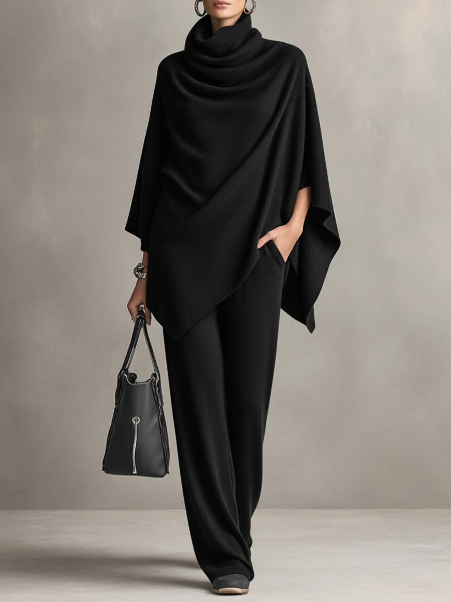 Sarina | Women's Draped Two-Piece Set, Flowing Top and Wide-Leg Trousers Outfit