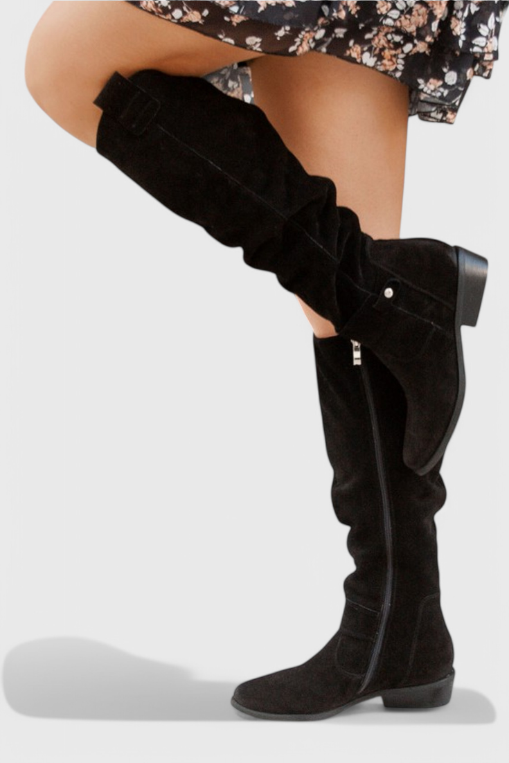 Celine | Women's Retro High Boots, Cushioned Heeled Boots for Casual and Evening Wear