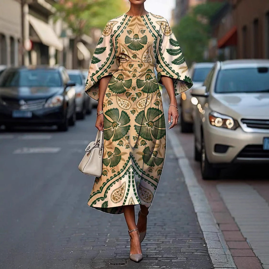 Melody | Women's Floral Print Midi Dress, Lightweight Flowing Occasion Dress