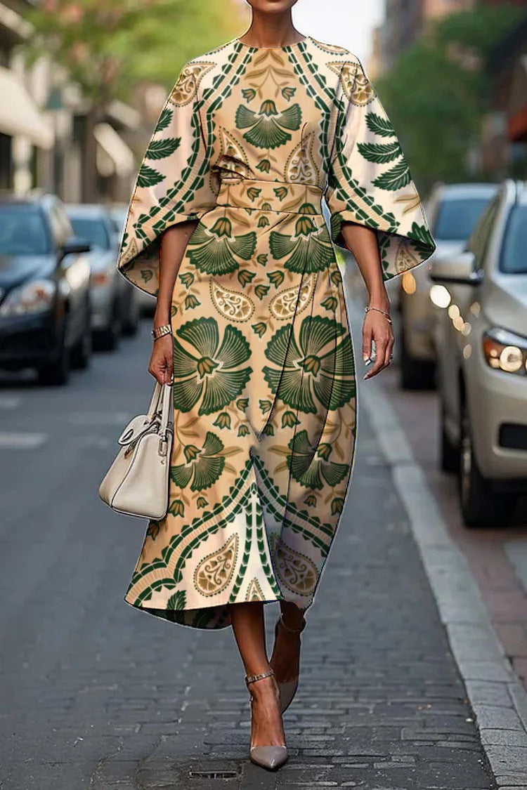 Melody | Women's Floral Print Midi Dress, Lightweight Flowing Occasion Dress
