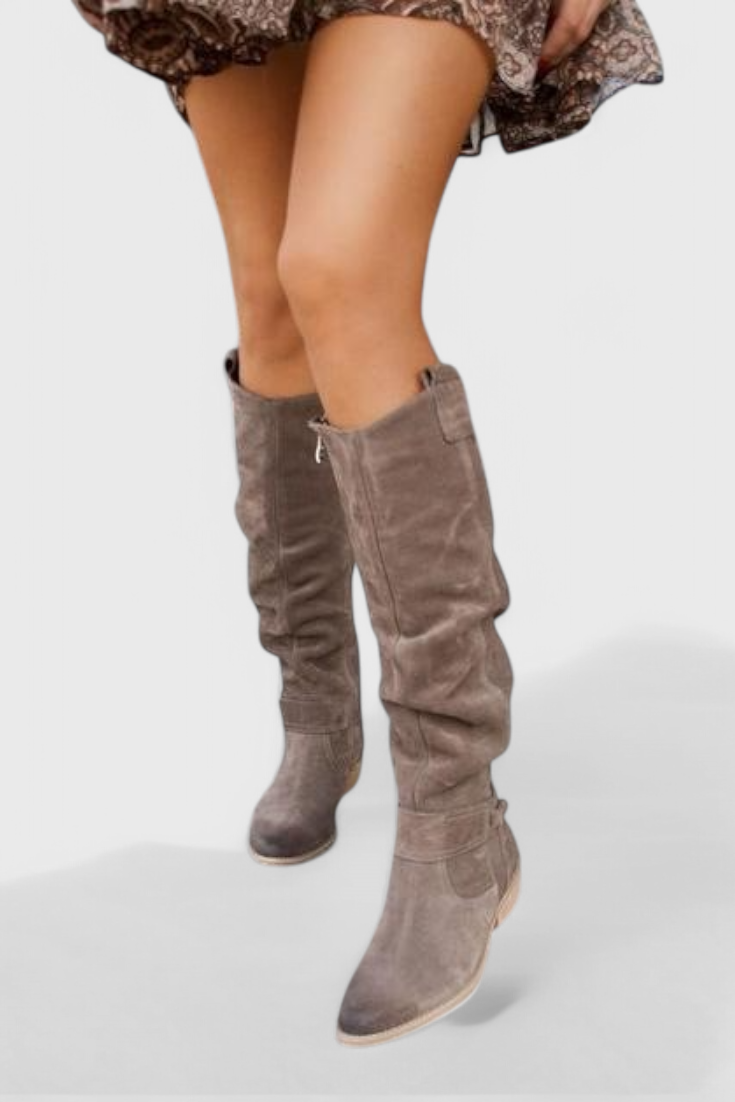 Celine | Women's Retro High Boots, Cushioned Heeled Boots for Casual and Evening Wear