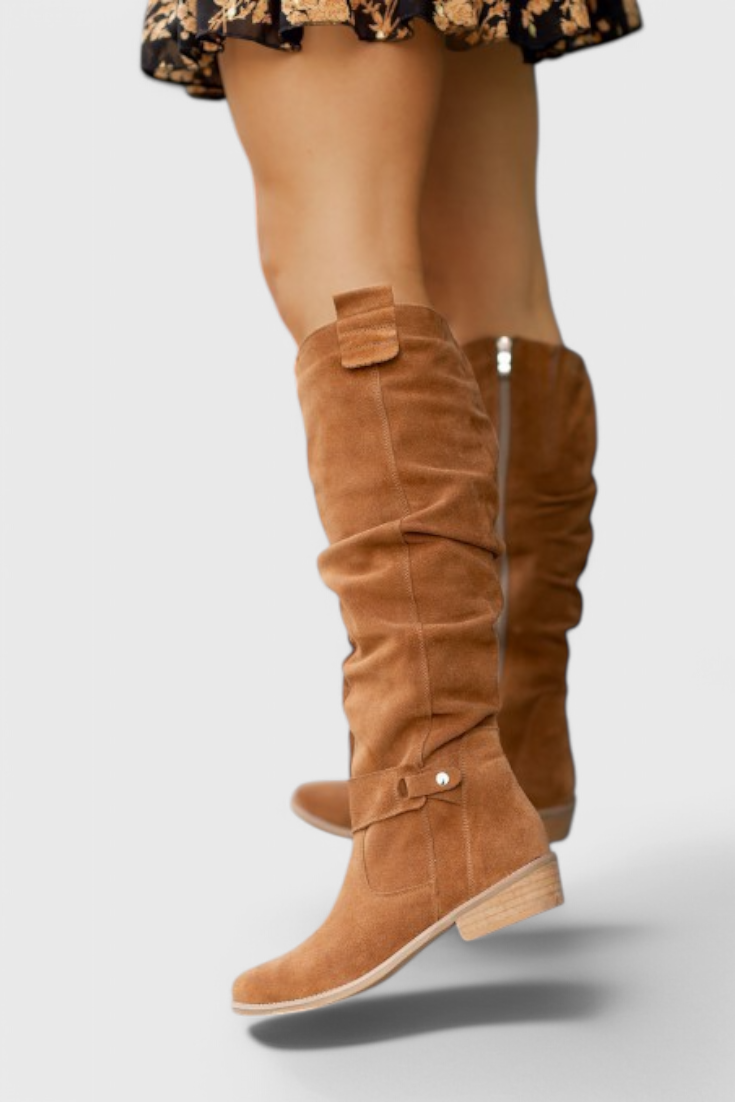Celine | Women's Retro High Boots, Cushioned Heeled Boots for Casual and Evening Wear