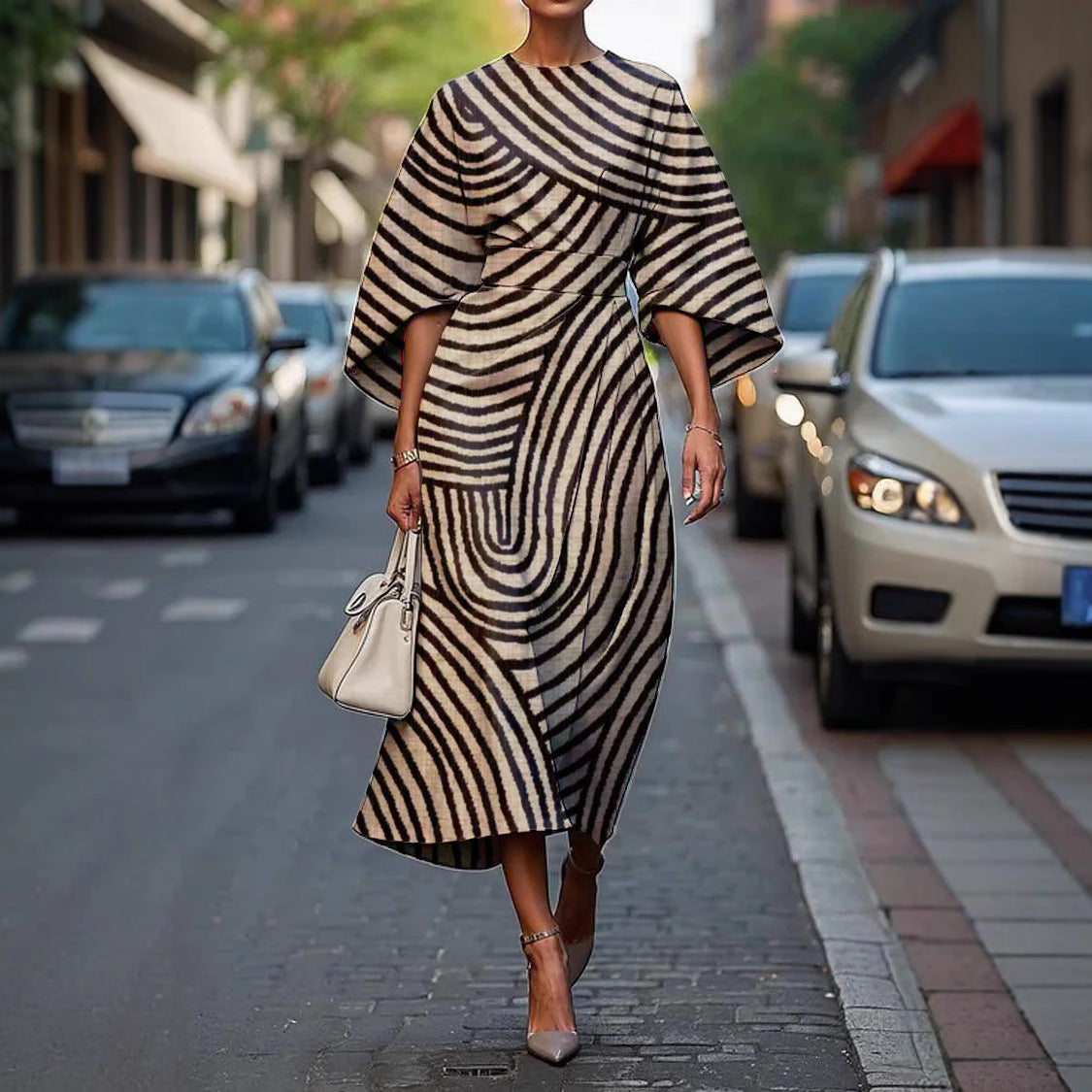 Melody | Women's Floral Print Midi Dress, Lightweight Flowing Occasion Dress