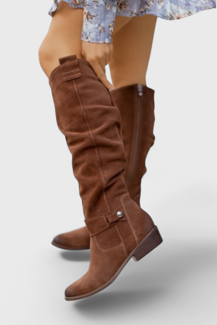 Celine | Women's Retro High Boots, Cushioned Heeled Boots for Casual and Evening Wear