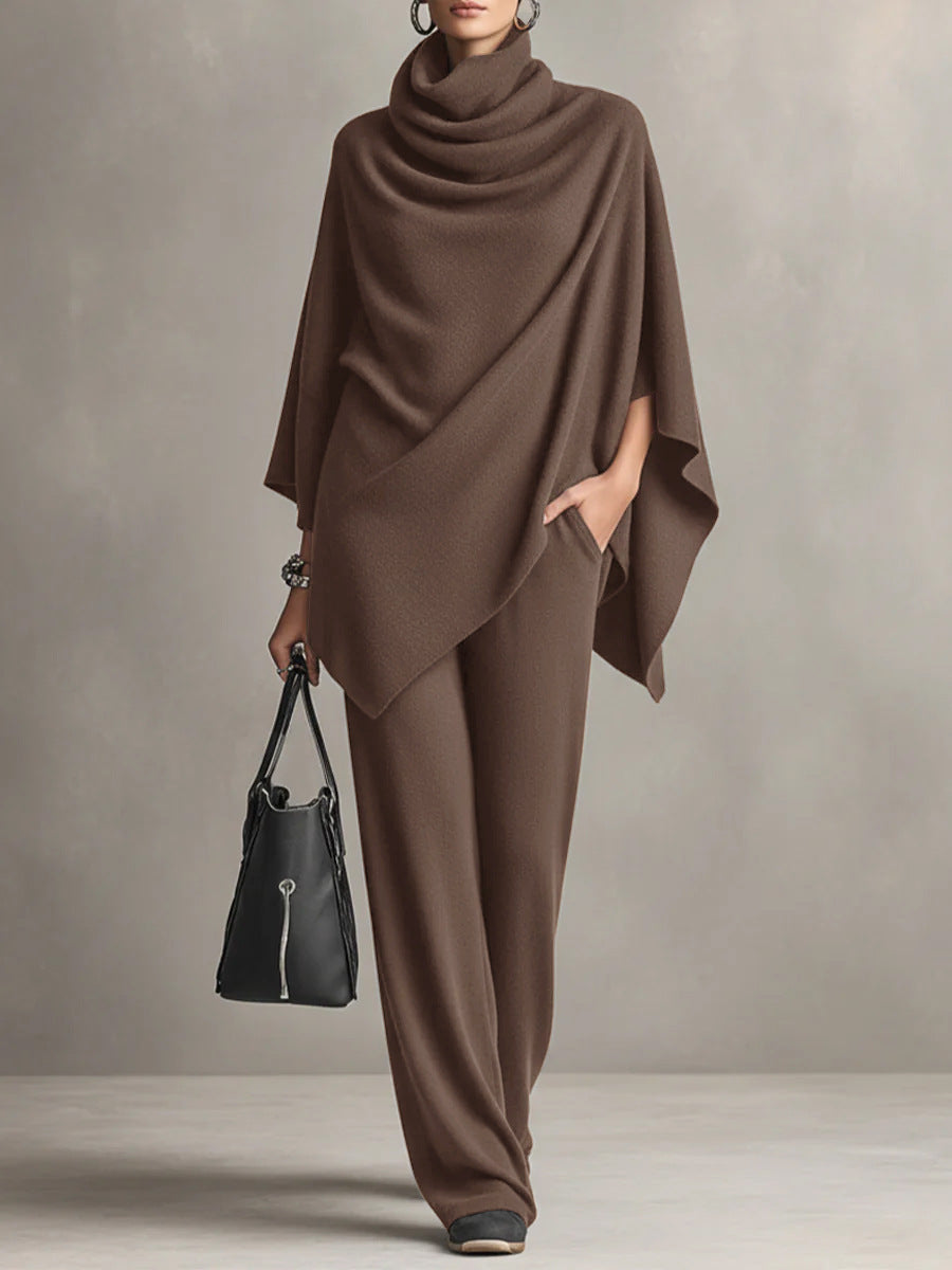 Sarina | Women's Draped Two-Piece Set, Flowing Top and Wide-Leg Trousers Outfit