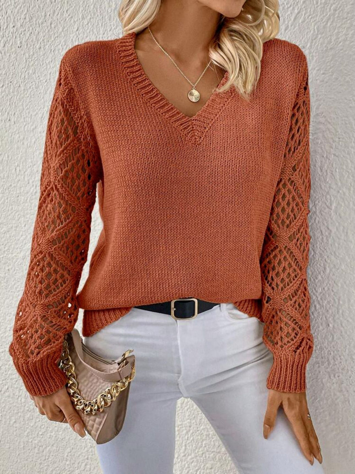 Elizabeth | Women's V-Neck Knit Sweater, Soft Warm Relaxed Fit Winter Pullover