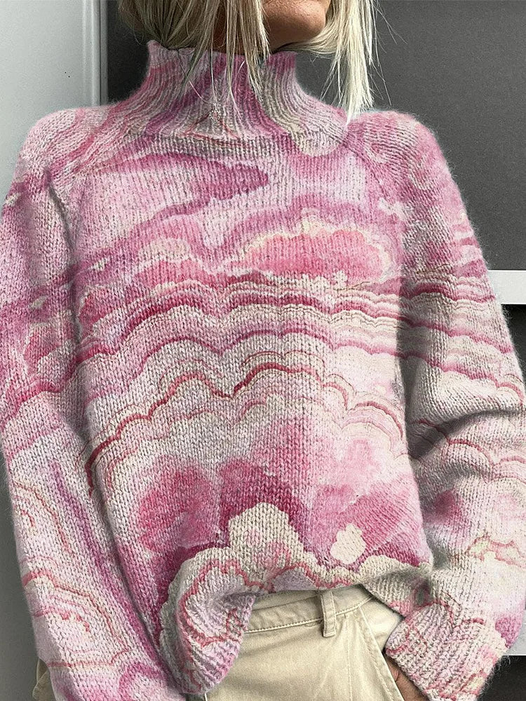 Jessie | Women's Floral Turtleneck Sweater, Soft Knit Fall Winter Pullover