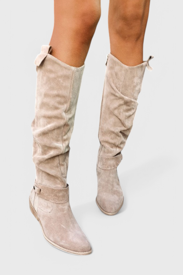 Celine | Women's Retro High Boots, Cushioned Heeled Boots for Casual and Evening Wear