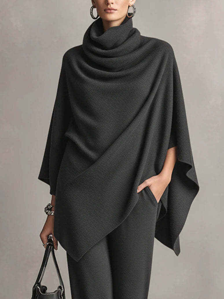 Sarina | Women's Draped Two-Piece Set, Flowing Top and Wide-Leg Trousers Outfit